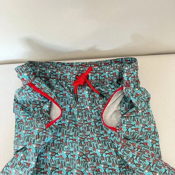 Mr. Swim Size XLarge Swim Trunks Mesh Lined Blue/Red Fish Print 6" Inseam - Picture 3 of 9